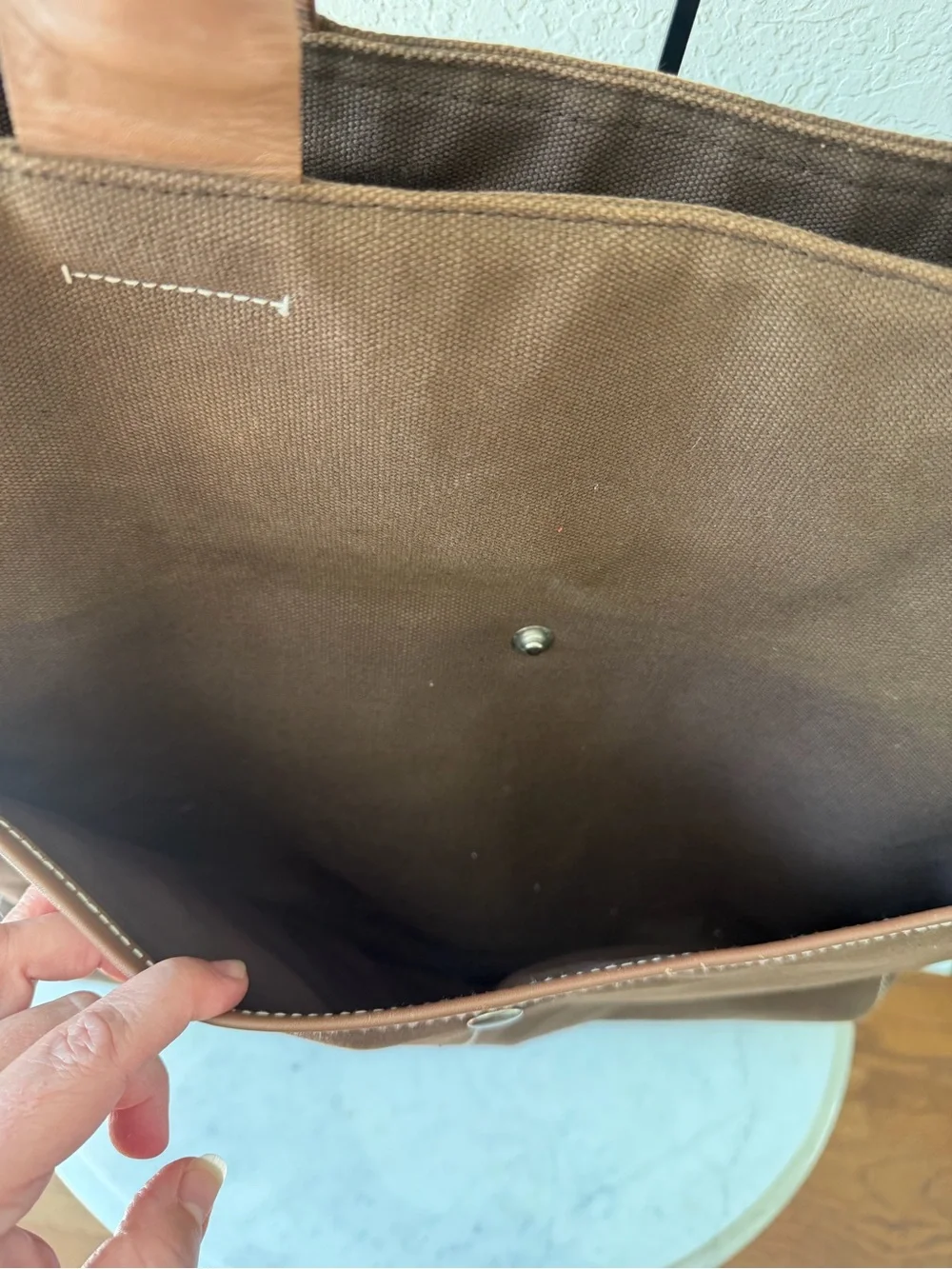 Vintage 2003 Gap Brown Canvas Leather Trim Oversized Tote Weekender Bag